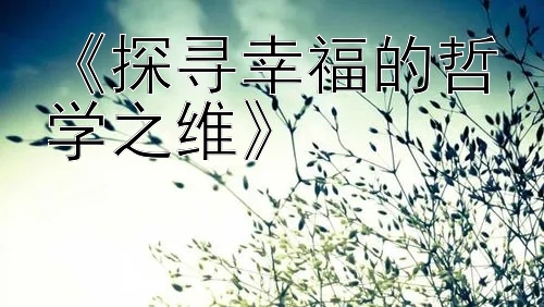 《探寻幸福的哲学之维》