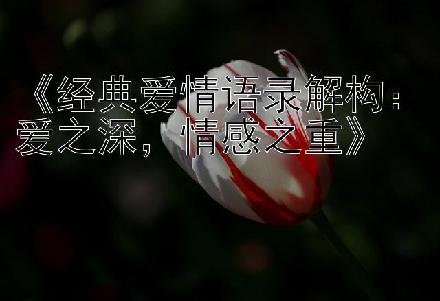 《经典爱情语录解构：爱之深，情感之重》