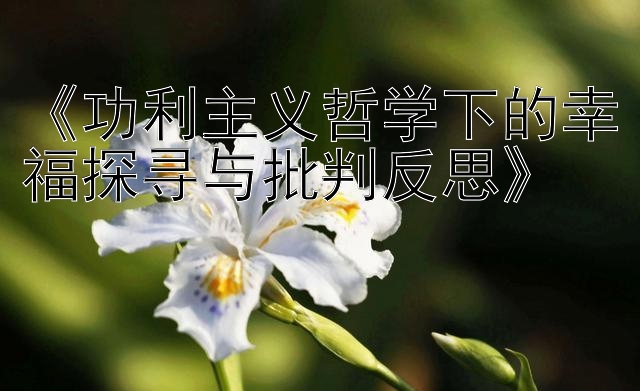 《功利主义哲学下的幸福探寻与批判反思》