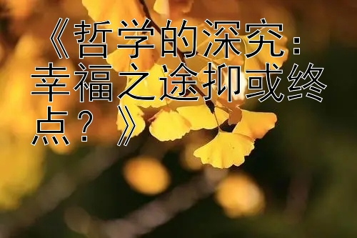 《哲学的深究：幸福之途抑或终点？》